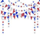 Red Blue White/Silver Star Garland Triangle Pennant Banner Kit 