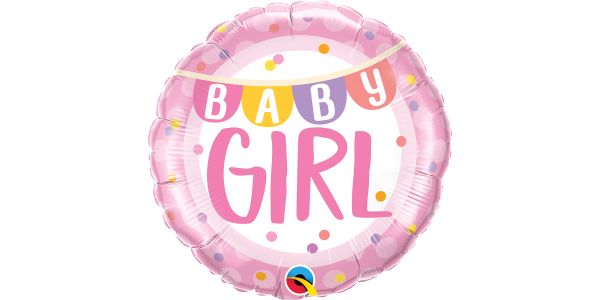 18" Foil Baby Girl Banner & Dots
