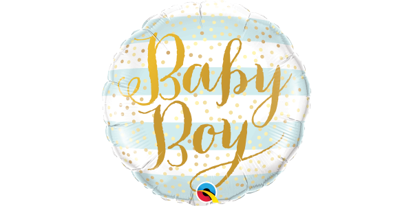 18" Foil Baby Boy Blue Stripes