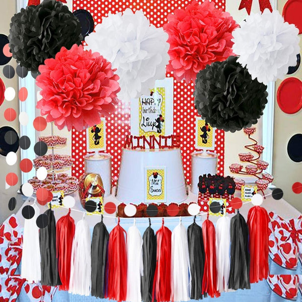 Red white and black party theme