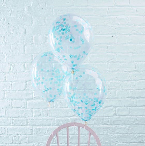 Blue Confetti Latex Balloons