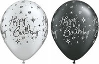 11" Birthday Elegant Sparkles & Swirls Silver&Pearl Onyx 6Ct